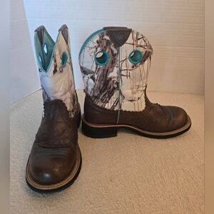 Ariat Women's Fatbaby  Brown and White Camoflage Western Boots size 7.5
